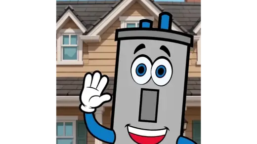 Wally the water heater mascot introducing Upshaw Plumbing’s WallyCare membership.